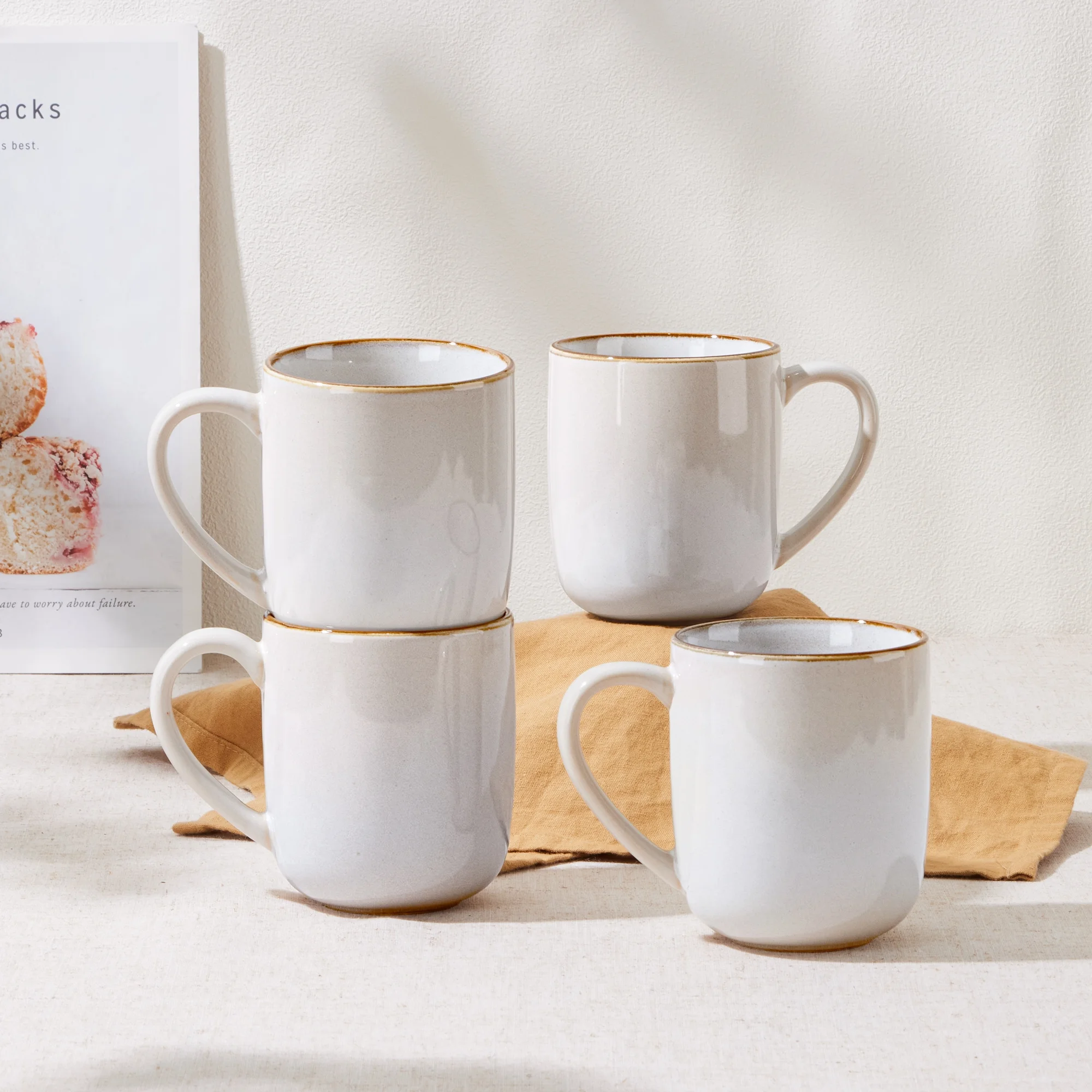 Mug Set of 4, 14oz Ceramic Cup with Handle - Image 2