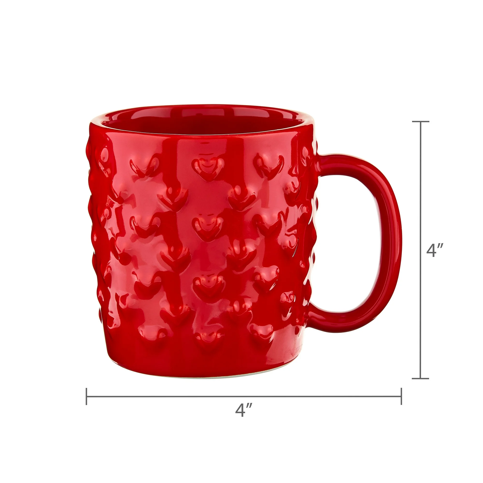 15 oz Embossed Hearts Stoneware Ceramic Mug - Image 2